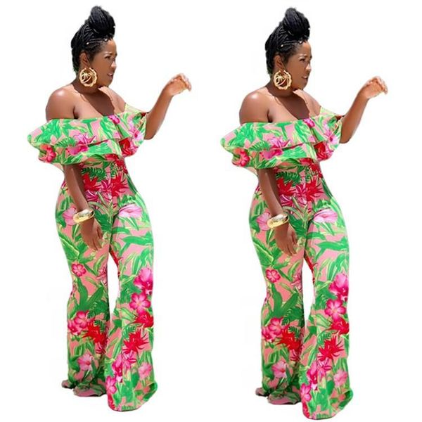 women's jumpsuits & rompers off shoulder cascading ruffles one piece summer women green floral print wide leg long pant jumpsuit macaca, Black;white
women's jumpsuits & rompers off shoulder cascading ruffles one piece summer women green floral print wide leg long pant jumpsuit macaca, Black;white