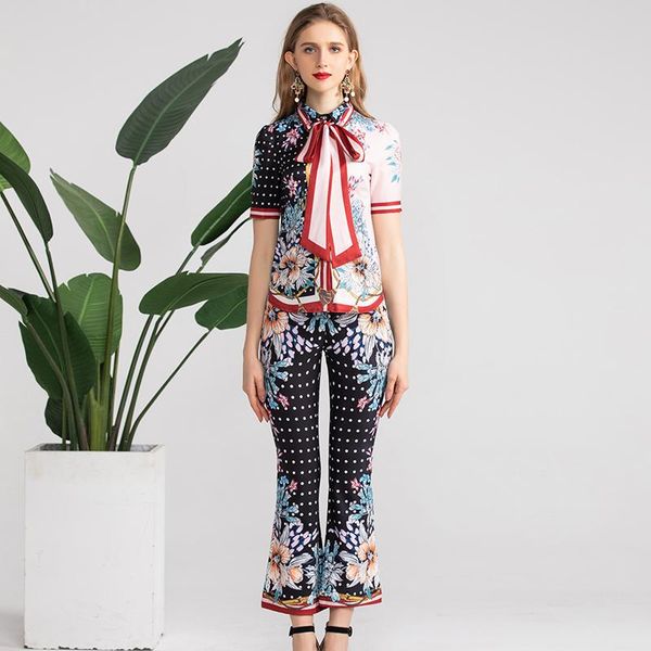 autumn pretty print slim sets fashion short sleeve bow shirts +pants female cute suits women's two piece pants, White
autumn pretty print slim sets fashion short sleeve bow shirts +pants female cute suits women's two piece pants, White