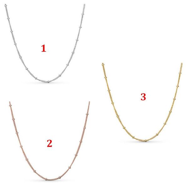chains 100% s925 silver rose golden bean chain fashion pan necklace women's holiday gift diy charm jewelry