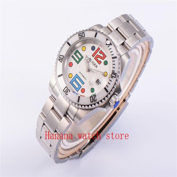 wristwatches solid bliger 40mm white dial sapphire crystal ceramic bezel date magnifier luminous miyota automatic movement men's watch, Slivery;brown
wristwatches solid bliger 40mm white dial sapphire crystal ceramic bezel date magnifier luminous miyota automatic movement men's watch, Slivery;brown