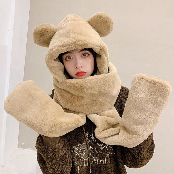 berets women hat scarf glooves one piece bear ears plush neck guard protection winter warmer fake collars hooded scarfs, Blue;gray
berets women hat scarf glooves one piece bear ears plush neck guard protection winter warmer fake collars hooded scarfs, Blue;gray