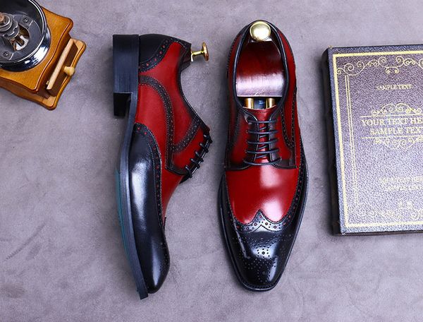oxford shoes fashion color matching brogue shoes men genuine cow leather formal dress shoes man office party footwear, Black
oxford shoes fashion color matching brogue shoes men genuine cow leather formal dress shoes man office party footwear, Black