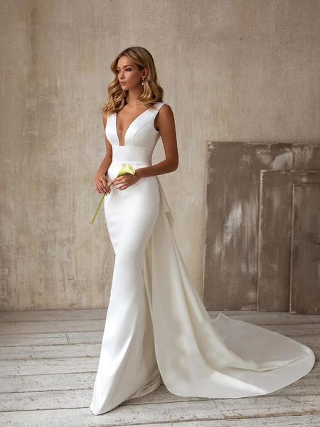 other wedding dresses backless mermaid v-neck satin bow boho dubai arabic gown bridal dress vestido de noiva, White
other wedding dresses backless mermaid v-neck satin bow boho dubai arabic gown bridal dress vestido de noiva, White