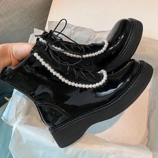 boots brand design motorcycle women shoes 2021 autumn winter pearl platform fashion casual wedges, Black
boots brand design motorcycle women shoes 2021 autumn winter pearl platform fashion casual wedges, Black