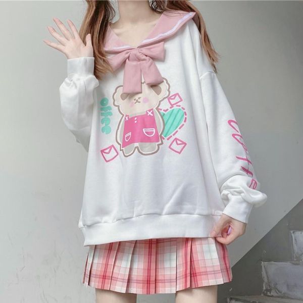 women's hoodies & sweatshirts harajuku cute hoodie women aesthetic bear graphic sweatshirt female kawaii korean style sailor cosplay lo, Black
women's hoodies & sweatshirts harajuku cute hoodie women aesthetic bear graphic sweatshirt female kawaii korean style sailor cosplay lo, Black