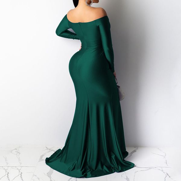 nightclub green evening dress solid color high slit long female dresses autumn winter elegant female mermaid party dresses, White
nightclub green evening dress solid color high slit long female dresses autumn winter elegant female mermaid party dresses, White