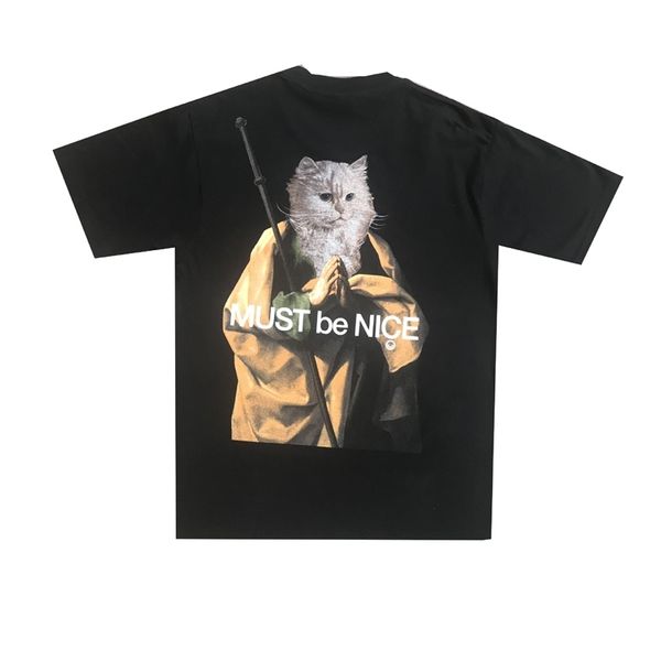 cat street casual men's and women's bottom shirt chaopai large t-shirt middle finger cat monk owner, White;black
cat street casual men's and women's bottom shirt chaopai large t-shirt middle finger cat monk owner, White;black
