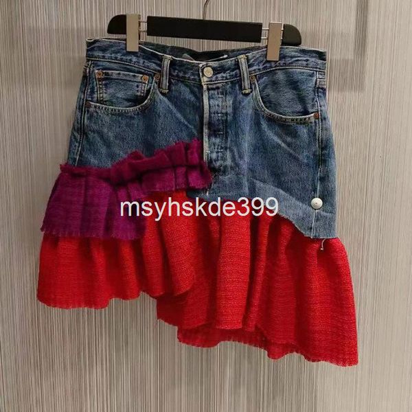 two piece dress 5383 niche design spring and summer high waist denim stitching irregular skirt short women's fashion, White
two piece dress 5383 niche design spring and summer high waist denim stitching irregular skirt short women's fashion, White