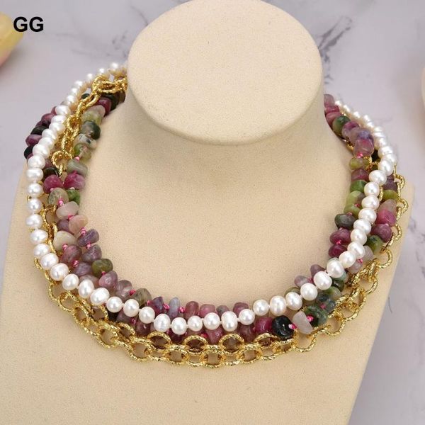 chokers jk 18" 5 strands natural rondelle nugget tourmaline white pearl golden chain necklace, Golden;silver
chokers jk 18" 5 strands natural rondelle nugget tourmaline white pearl golden chain necklace, Golden;silver