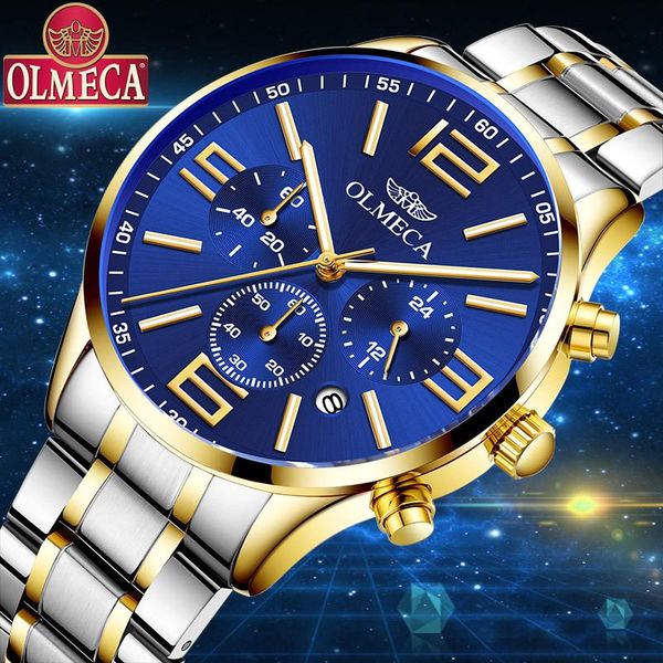 wristwatches olmeca man quartz watch classic business watches husband boss lover gift men stainless steel strap male chronograph, Slivery;brown
wristwatches olmeca man quartz watch classic business watches husband boss lover gift men stainless steel strap male chronograph, Slivery;brown