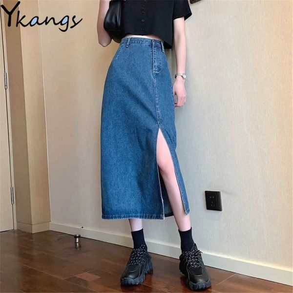 chic harajuku jeans skirt womens summer split denim skirt femme high waist long skirts vintage side zipper autumn saia 210619, Black
chic harajuku jeans skirt womens summer split denim skirt femme high waist long skirts vintage side zipper autumn saia 210619, Black