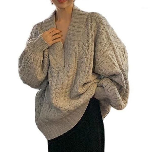 women's sweaters chic lazy jumper v-neck temperament pullover women lantern sleeve twist loose sweater 2021 winter sleev woman, White;black
women's sweaters chic lazy jumper v-neck temperament pullover women lantern sleeve twist loose sweater 2021 winter sleev woman, White;black