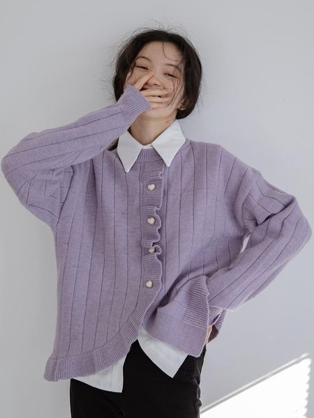 women's sweaters taro purple pullover for women in autumn and winter design loose lazy wind irregular round neck gentle 2021, White;black
women's sweaters taro purple pullover for women in autumn and winter design loose lazy wind irregular round neck gentle 2021, White;black