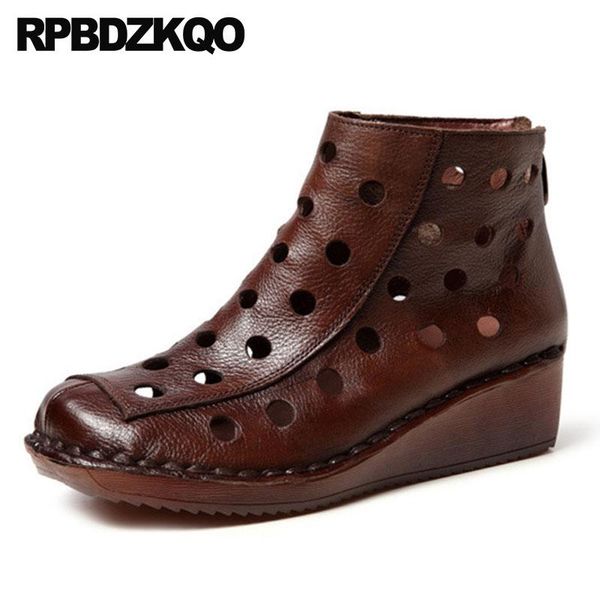 boots genuine leather women ankle medium heel round toe 2021 shoes vintage cut out summer sandals wedge brown chinese booties, Black
boots genuine leather women ankle medium heel round toe 2021 shoes vintage cut out summer sandals wedge brown chinese booties, Black