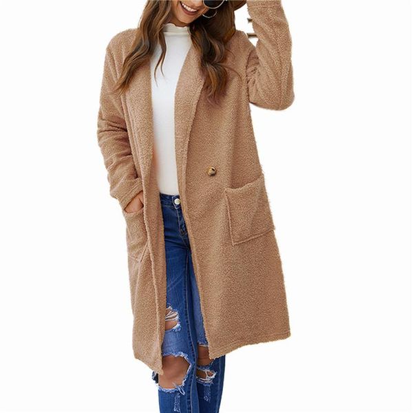 women's wool & blends pd fashion fleece cardiga winter warm long sleeve solid color coat with pockets plus size vintage jackets, Black
women's wool & blends pd fashion fleece cardiga winter warm long sleeve solid color coat with pockets plus size vintage jackets, Black