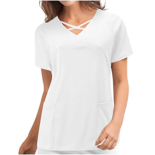 women's t-shirt working uniform women short sleeve v-neck cartoon pattern nursing t-shirts acessorios femininos, White
women's t-shirt working uniform women short sleeve v-neck cartoon pattern nursing t-shirts acessorios femininos, White