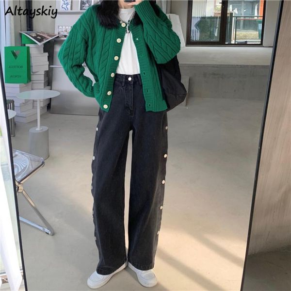 jeans for women side buttons full length loose straight high waist students streetwear vintage all-match korean style casual women's, Blue
jeans for women side buttons full length loose straight high waist students streetwear vintage all-match korean style casual women's, Blue
