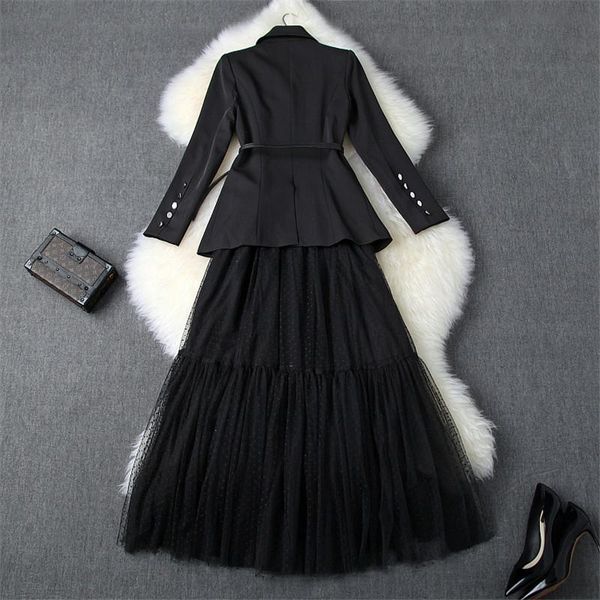 two piece dress elegant lady office business blazer suit set 2021 designer autumn winter outfits belted and tulle skirt, White
two piece dress elegant lady office business blazer suit set 2021 designer autumn winter outfits belted and tulle skirt, White