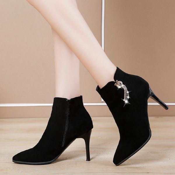 boots 2021 winter autumn high heels ankle women dress shoes faux suede booties pointed toe thin heeled office botas mujer 8863c, Black
boots 2021 winter autumn high heels ankle women dress shoes faux suede booties pointed toe thin heeled office botas mujer 8863c, Black