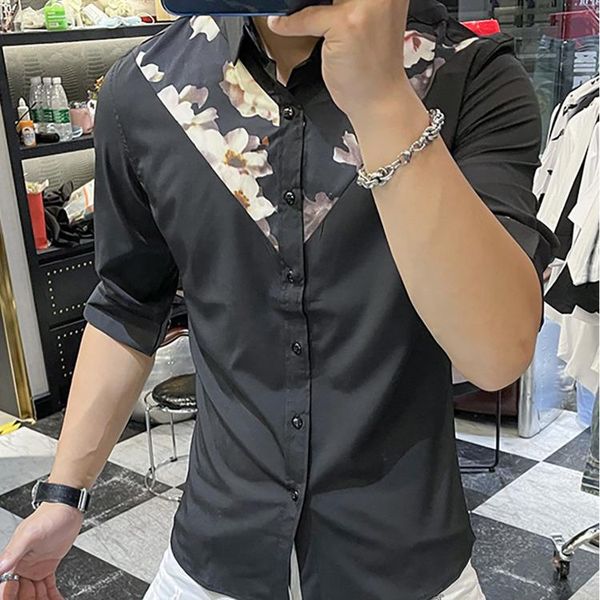 men's casual shirts 2021 summer fashion men printed shirt slim fit short sleeve shitrts camisa masculina streetwear social clothing, White;black
men's casual shirts 2021 summer fashion men printed shirt slim fit short sleeve shitrts camisa masculina streetwear social clothing, White;black
