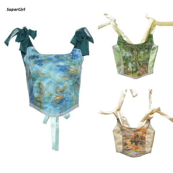 belts j78e women summer tie-up ribbon corset crop backless lace-up slim bustier camisole retro oil painting graphic boned, Black;brown
belts j78e women summer tie-up ribbon corset crop backless lace-up slim bustier camisole retro oil painting graphic boned, Black;brown