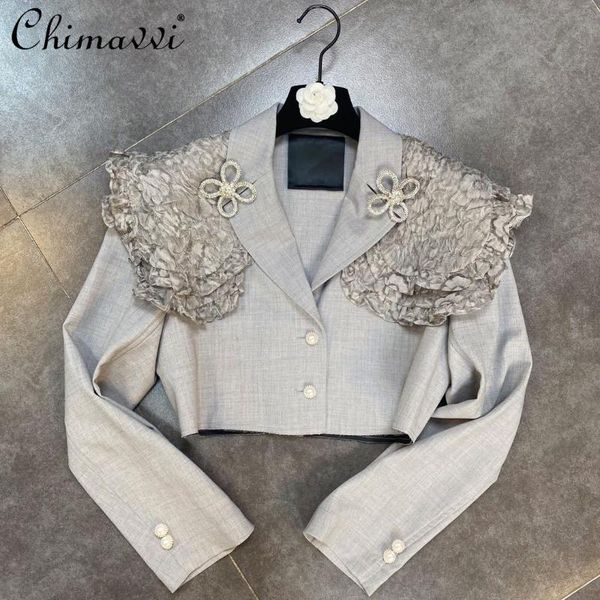 women's jackets 2021 fall clothing fashion collar long sleeve rhinestone flower pin coat feminine mesh shawl design suit jacket, Black;brown
women's jackets 2021 fall clothing fashion collar long sleeve rhinestone flower pin coat feminine mesh shawl design suit jacket, Black;brown