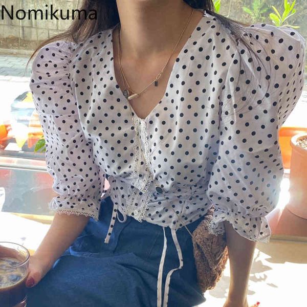 nomikuma woman dot shirts half puff sleeve v-neck blouses korean drawstring slim waist elegant blusas mujer de moda 6g843 210427, White
nomikuma woman dot shirts half puff sleeve v-neck blouses korean drawstring slim waist elegant blusas mujer de moda 6g843 210427, White