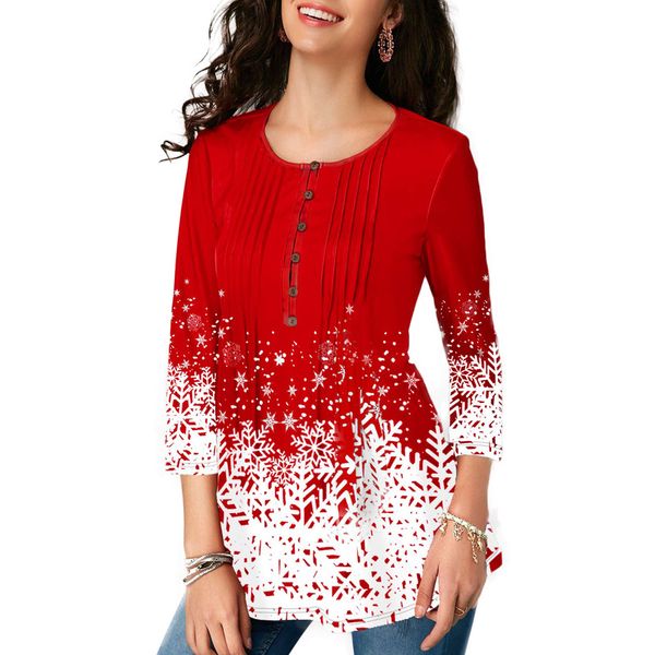 Women's European and Design Style Christmas Hot Wind Casual Printing Lotus Leaf Sleeve Snowflake Printing Button Front Top, White
Women's European and Design Style Christmas Hot Wind Casual Printing Lotus Leaf Sleeve Snowflake Printing Button Front Top, White