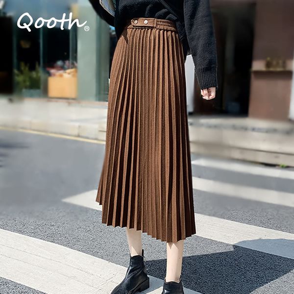 qooth woolen skirt autumn winter high waist pleated mid-length a-line thick qt378 210518, Black
qooth woolen skirt autumn winter high waist pleated mid-length a-line thick qt378 210518, Black