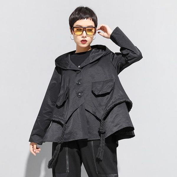 women's jackets large short coat personality hooded baby shirt version a top, Black;brown
women's jackets large short coat personality hooded baby shirt version a top, Black;brown