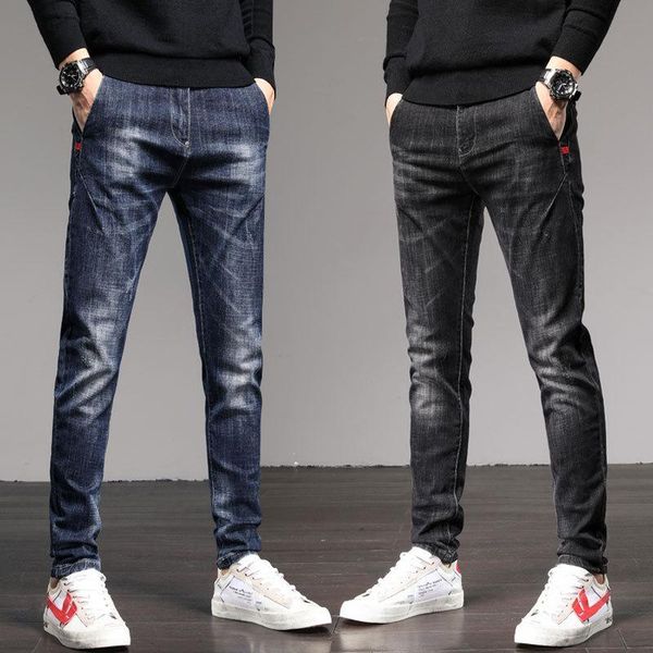 spring and autumn jeans men's elastic slim feet pants korean style trendy youth thin trousers, Blue
spring and autumn jeans men's elastic slim feet pants korean style trendy youth thin trousers, Blue