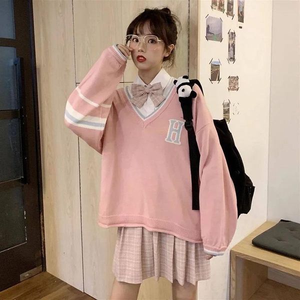 women's knits & tees 2021 cardigan autumn korean version hedging knitted sweater college style v-neck striped thin female student jacke, White
women's knits & tees 2021 cardigan autumn korean version hedging knitted sweater college style v-neck striped thin female student jacke, White