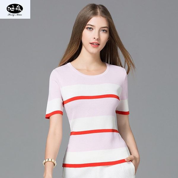 hongmiao women's t-shirt summer high-quality stripe round neck short-sleeved comfortable leisure sports jacket yoga outfit
hongmiao women's t-shirt summer high-quality stripe round neck short-sleeved comfortable leisure sports jacket yoga outfit