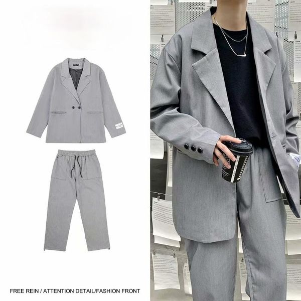 men's suits & blazers men sets solid casual chic fashion korean style streetwear male outwear single breasted young daily simple loose, White;black
men's suits & blazers men sets solid casual chic fashion korean style streetwear male outwear single breasted young daily simple loose, White;black