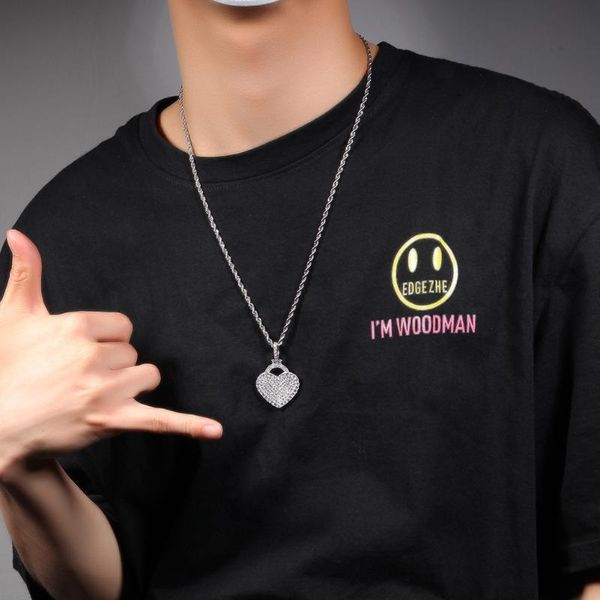 pendant necklaces hip hop gumeng personality zircon love lock necklace niche design temperament couple fashion chain long, Silver
pendant necklaces hip hop gumeng personality zircon love lock necklace niche design temperament couple fashion chain long, Silver