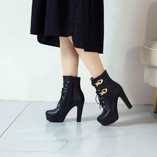 boots 2021 winter versatile super high heels waterproof platform short women's shoes lace up large boots-321, Black
boots 2021 winter versatile super high heels waterproof platform short women's shoes lace up large boots-321, Black