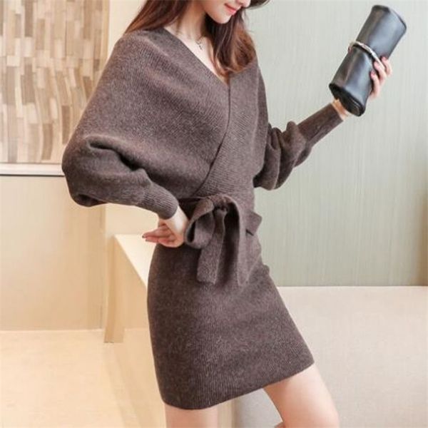 women sweater dress solid v-neck lantern sleev knitted sweater hip skirt for autumn winter elegant casual female 210524, White;black
women sweater dress solid v-neck lantern sleev knitted sweater hip skirt for autumn winter elegant casual female 210524, White;black