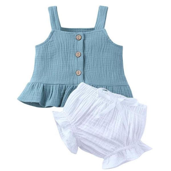 clothing sets infant baby girls summer outfits buttons sleeveless ruffles tank bow mini shorts solid color 2pcs set, White
clothing sets infant baby girls summer outfits buttons sleeveless ruffles tank bow mini shorts solid color 2pcs set, White
