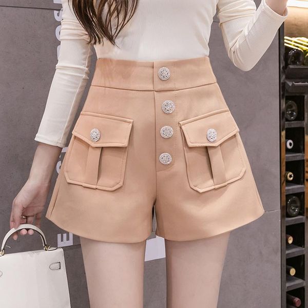 women's shorts autumn women high waist button wigh leg blazer ol work wear female loose fit double pockets, White;black
women's shorts autumn women high waist button wigh leg blazer ol work wear female loose fit double pockets, White;black