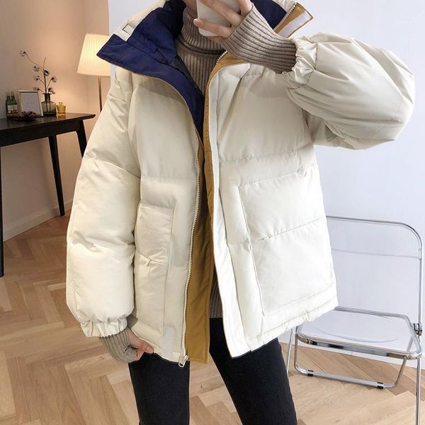 women's down & parkas winter short color matching cotton coat thick bread jacket women casual loose coat.1, Black
women's down & parkas winter short color matching cotton coat thick bread jacket women casual loose coat.1, Black