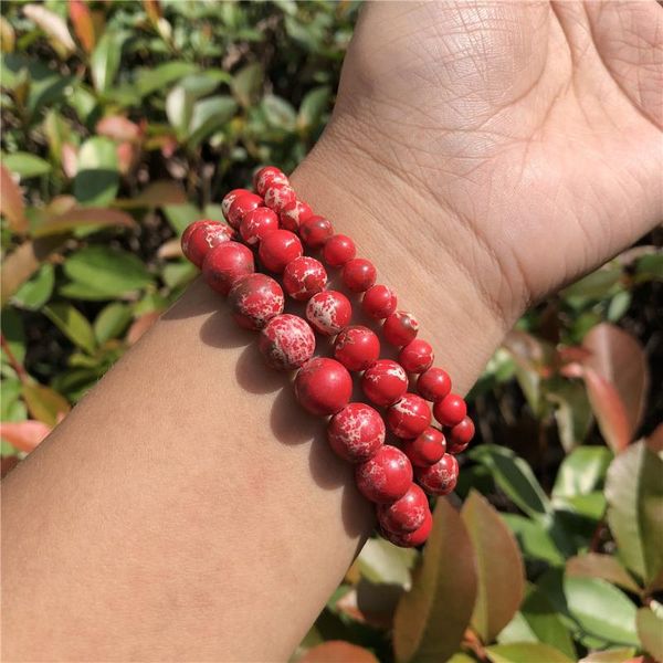 beaded, strands red emperor jasper turquoise bracelet round bead jewelry gift for women and men, Black
beaded, strands red emperor jasper turquoise bracelet round bead jewelry gift for women and men, Black