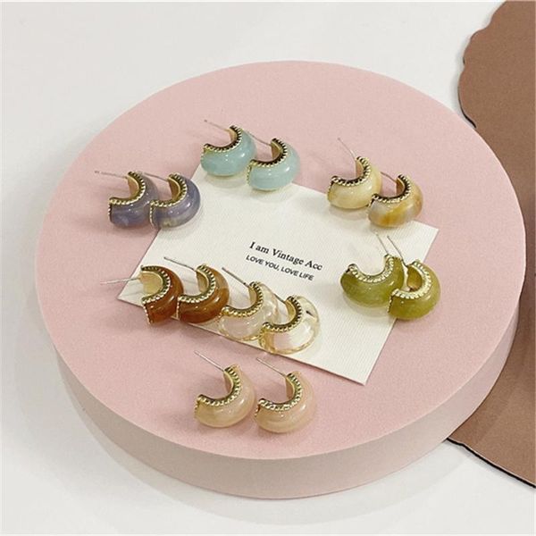 hoop & huggie summer korean retro colorful resin c-shaped earrings simple personality geometric curved drop for women, Golden;silver
hoop & huggie summer korean retro colorful resin c-shaped earrings simple personality geometric curved drop for women, Golden;silver