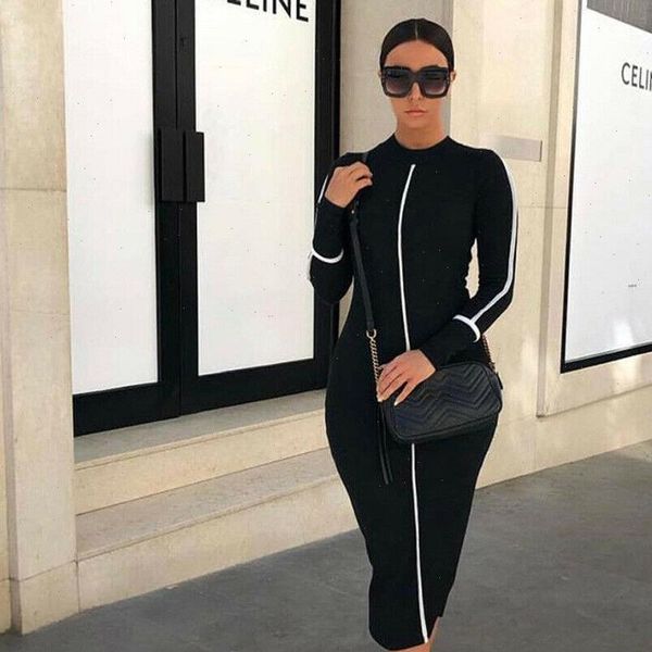 autumn black panelled women dresses long sleeve turtleneck skinny contrast color pencil midi vestidos mujer kleider damen, Black;gray 
autumn black panelled women dresses long sleeve turtleneck skinny contrast color pencil midi vestidos mujer kleider damen, Black;gray