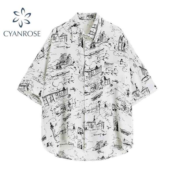 summer streetwear vintage blouse women hand-pinted printed short sleeve fashion turn-down collar causal oversized shirt 210515, White
summer streetwear vintage blouse women hand-pinted printed short sleeve fashion turn-down collar causal oversized shirt 210515, White