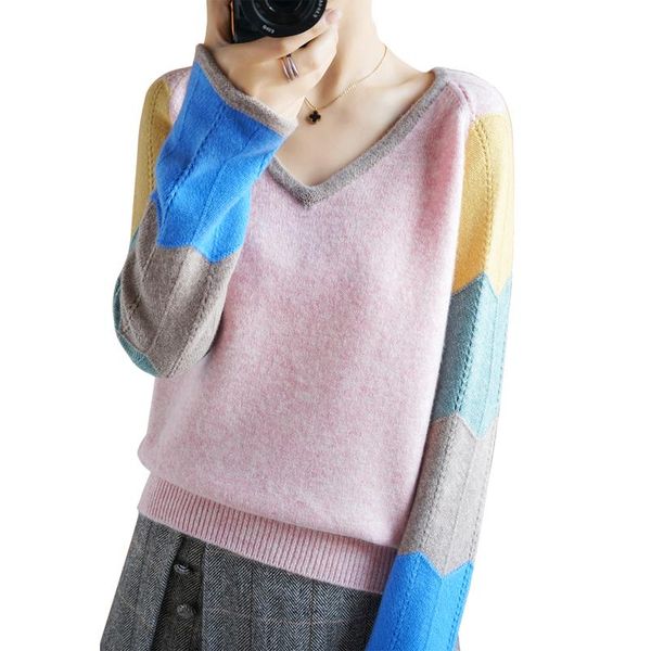 women's sweaters spring and autumn v-neck 100% cashmere sweater colorblock knit full sleeve pullover fashion slim wool sweate, White;black
women's sweaters spring and autumn v-neck 100% cashmere sweater colorblock knit full sleeve pullover fashion slim wool sweate, White;black
