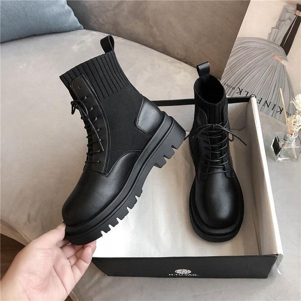 women boots genuine leather platforms couple men punk motorcycle ankle shoes winter, Black
women boots genuine leather platforms couple men punk motorcycle ankle shoes winter, Black