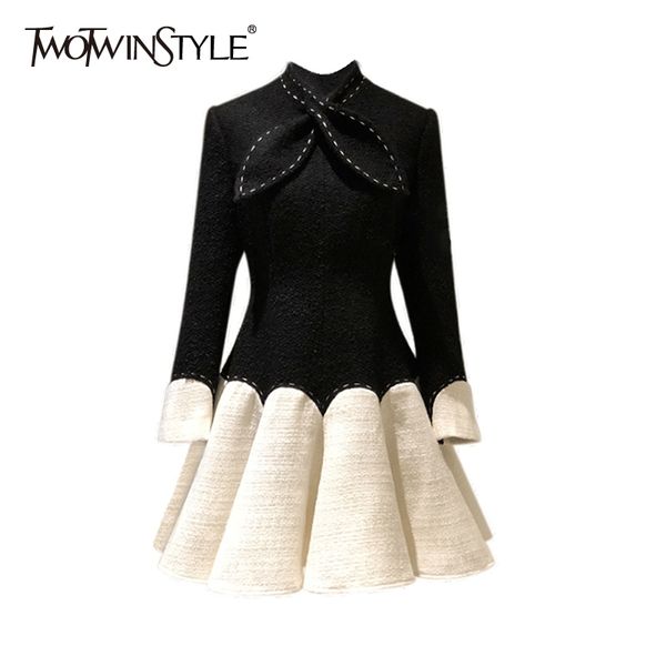 elegant patchwork tweed dress for women bowknot collar long sleeve high waist hit color korean dresses female 210423, Black;gray
elegant patchwork tweed dress for women bowknot collar long sleeve high waist hit color korean dresses female 210423, Black;gray