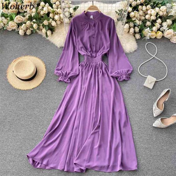 women maxi dress temperament o neck buttoned slim lantern sleeve elegant dresses korean high waist vestidos 210519, Black;gray
women maxi dress temperament o neck buttoned slim lantern sleeve elegant dresses korean high waist vestidos 210519, Black;gray