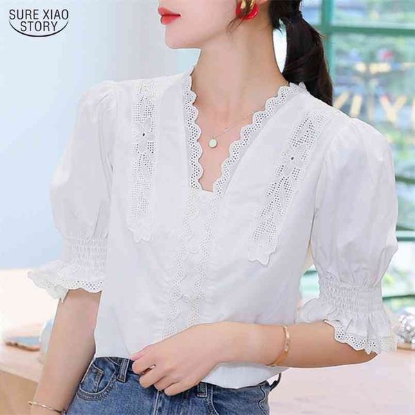 casual v-neck lace white shirts solid color puff sleeve summer blouse for women womens and blouses blusas 10204 210506
casual v-neck lace white shirts solid color puff sleeve summer blouse for women womens and blouses blusas 10204 210506