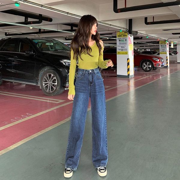 women's jeans zqlz spring women 2021 mom high waist vintage wide leg loose casual trousers mujer korean streetwear denim pants female, Blue
women's jeans zqlz spring women 2021 mom high waist vintage wide leg loose casual trousers mujer korean streetwear denim pants female, Blue